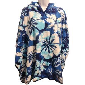 Retro‎ Floral Blue Hooded Beach Towel Hibiscus India